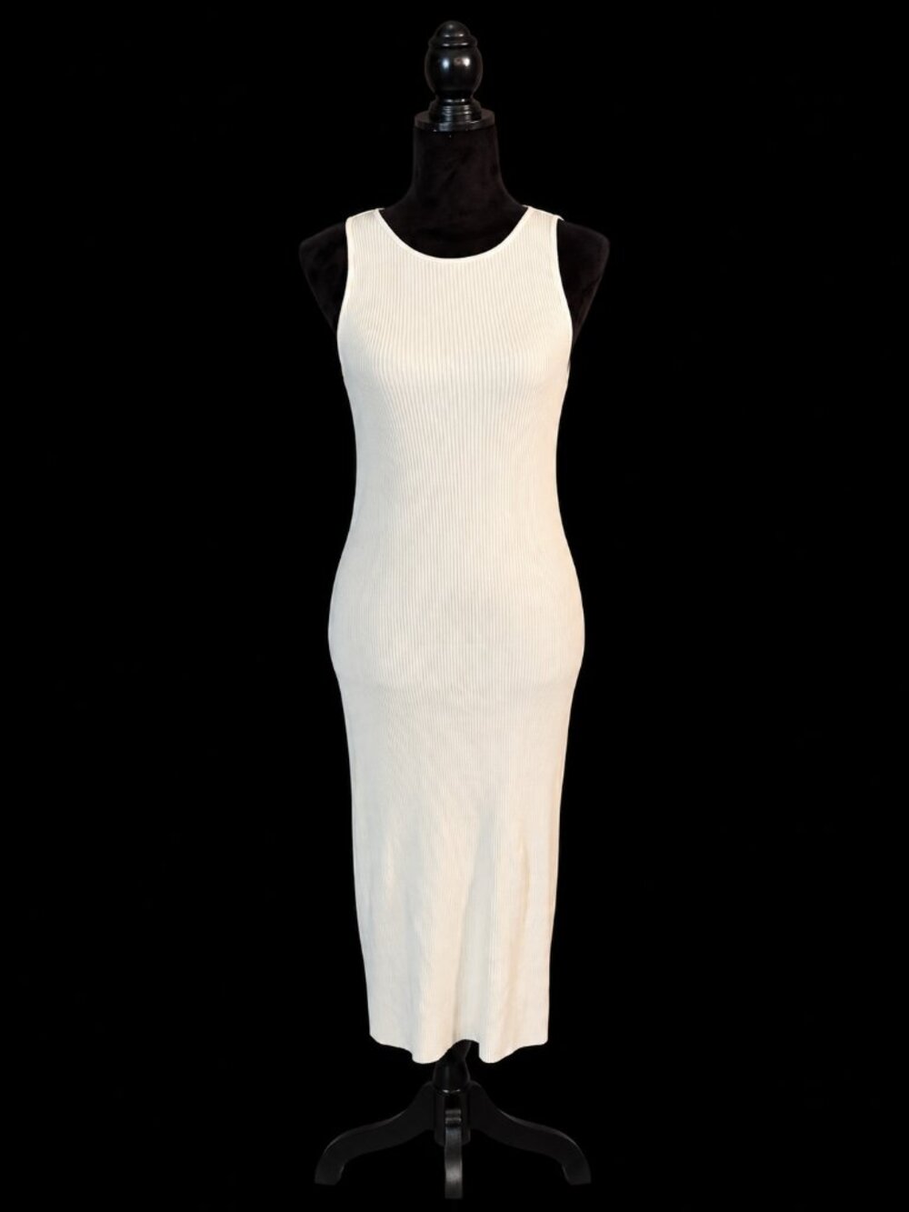 Vince Cream Ribbed High Neck Midi Dress Size XS